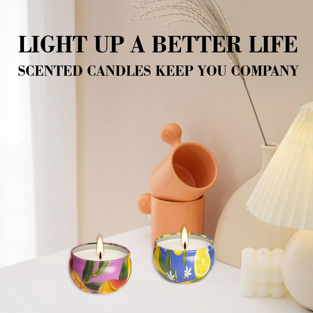 2 Pack Lemon and Mango Flavors Scented Candle 2.5 oz Aromatherapy Candles for Home Decor