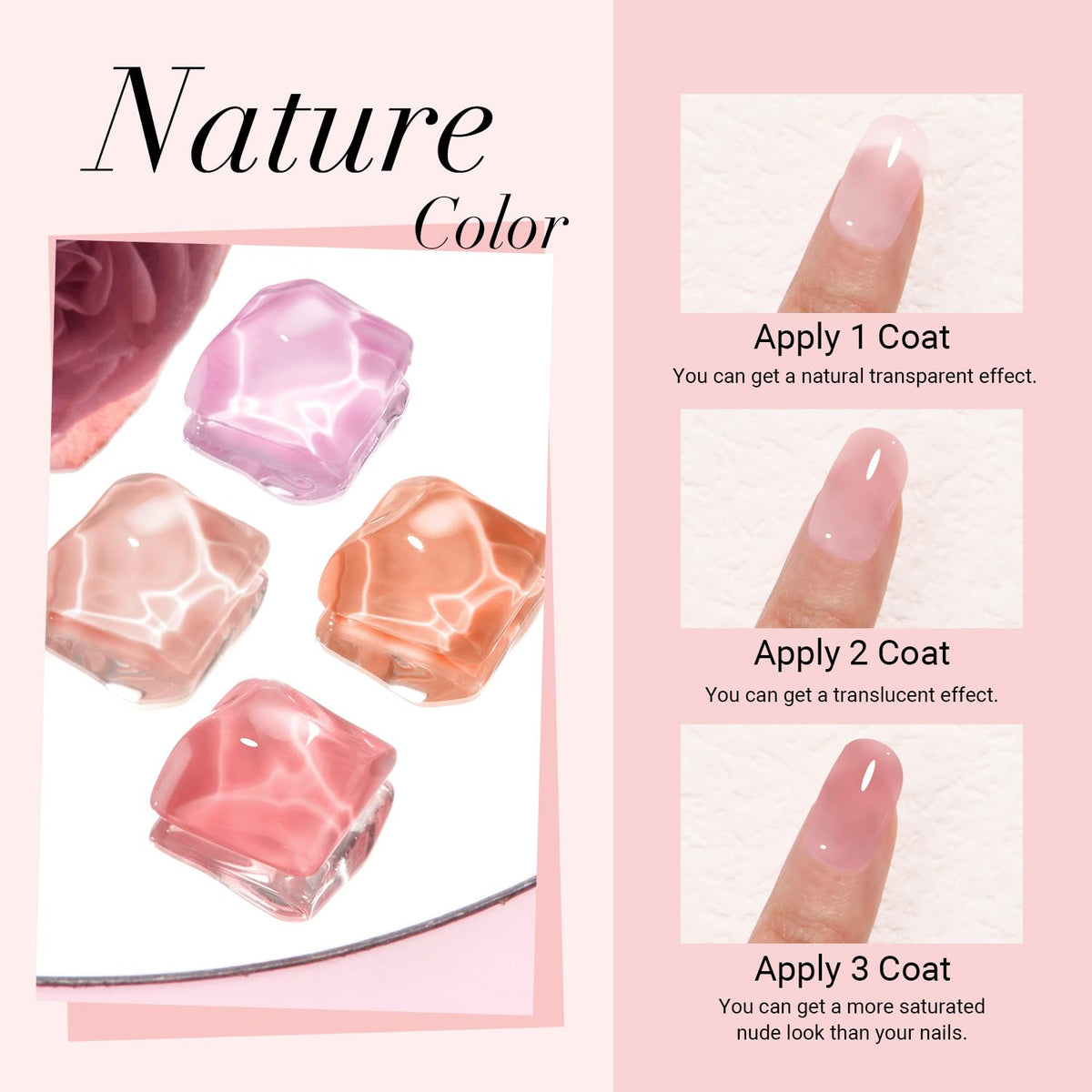 AZUREBEAUTY Dip Powder Nail Starter Kit, 4 Colors Translucent Jelly Nude Gentle Pink Dipping Powder