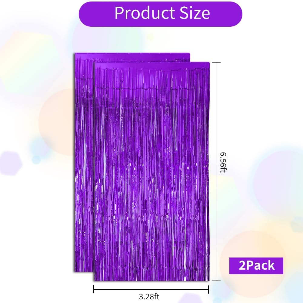 BEISHIDA 2 Pcs Light Purple Violet Door Streamers Tinsel Curtain Party Streamers Backdrop Fringe