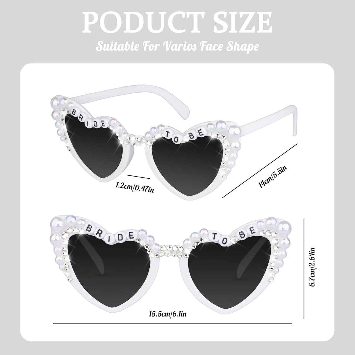 Bride Sunglasses for Bachelorette White Heart Glasses for Bride to Be Gift, Bachelorette