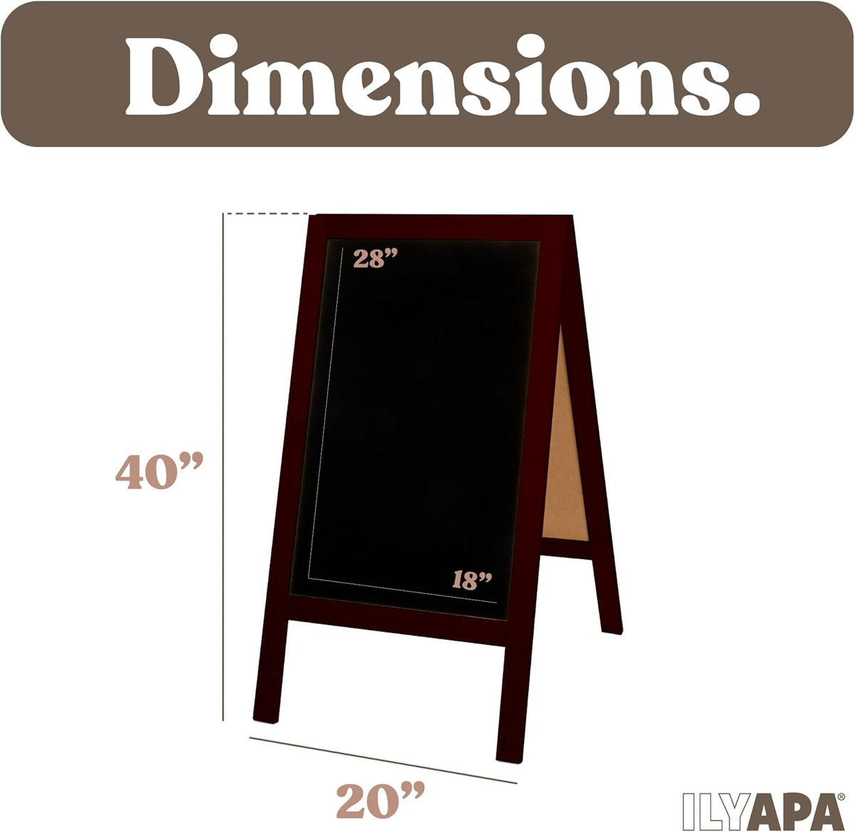 Ilyapa Wooden A-Frame Sign with Eraser & Chalk - 40 x 20 Inches Magnetic Sidewalk Chalkboard