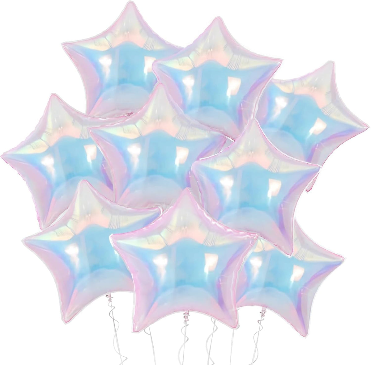 Iridescent Star Balloons, 18 Inch Iridescent Holographic Star Shape Balloon, 9PCS Clear Balloon for