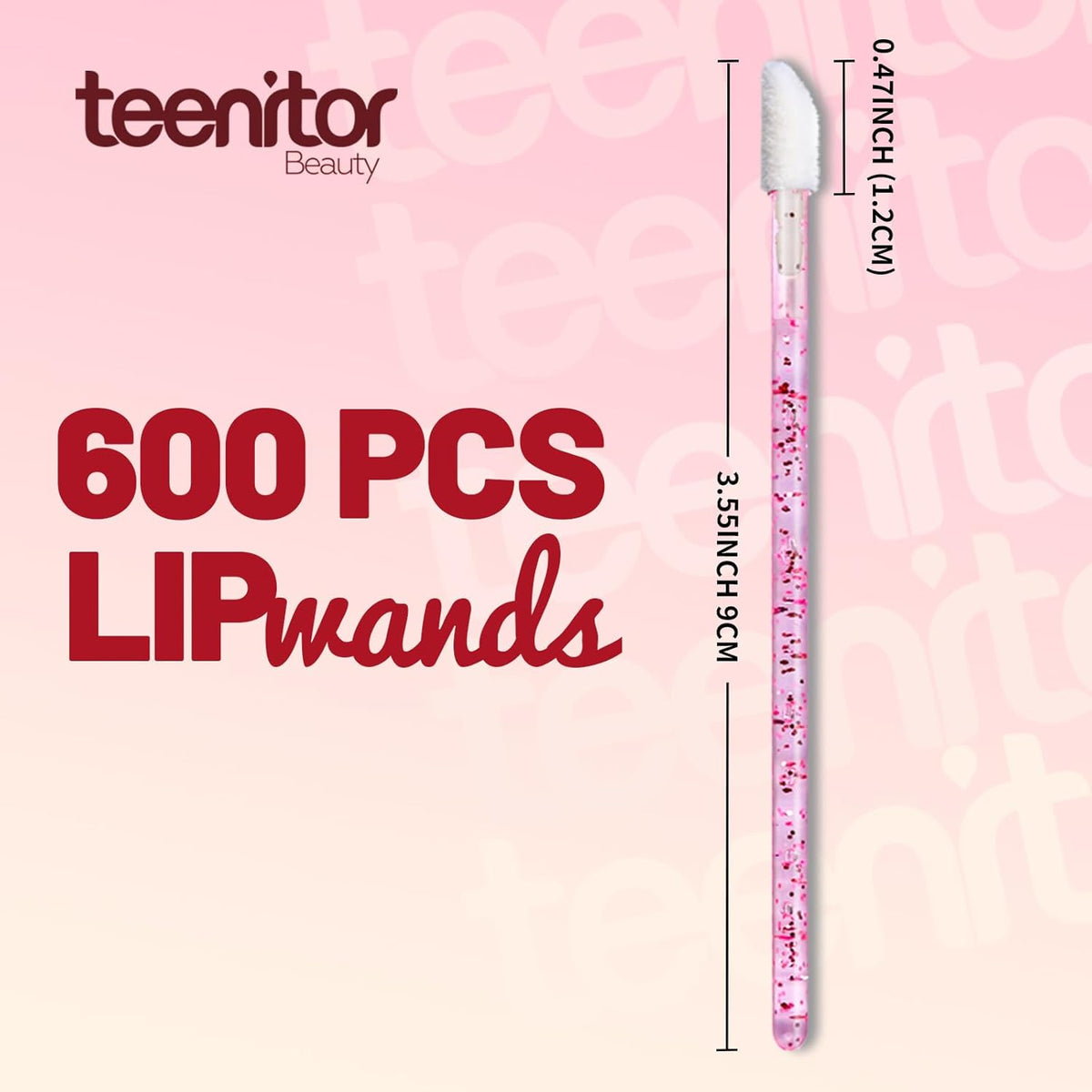 Teenitor 600pcs Lip Applicators Disposable, Crystal Pink Lip Wands Lipstick Applicator Wands, Lip