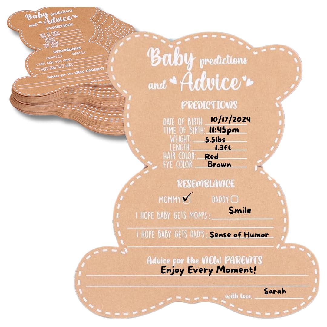 Baby Shower Games - Boy or Girl - We Can Bearly Wait Teddy Bear Baby Shower Advice Cards for