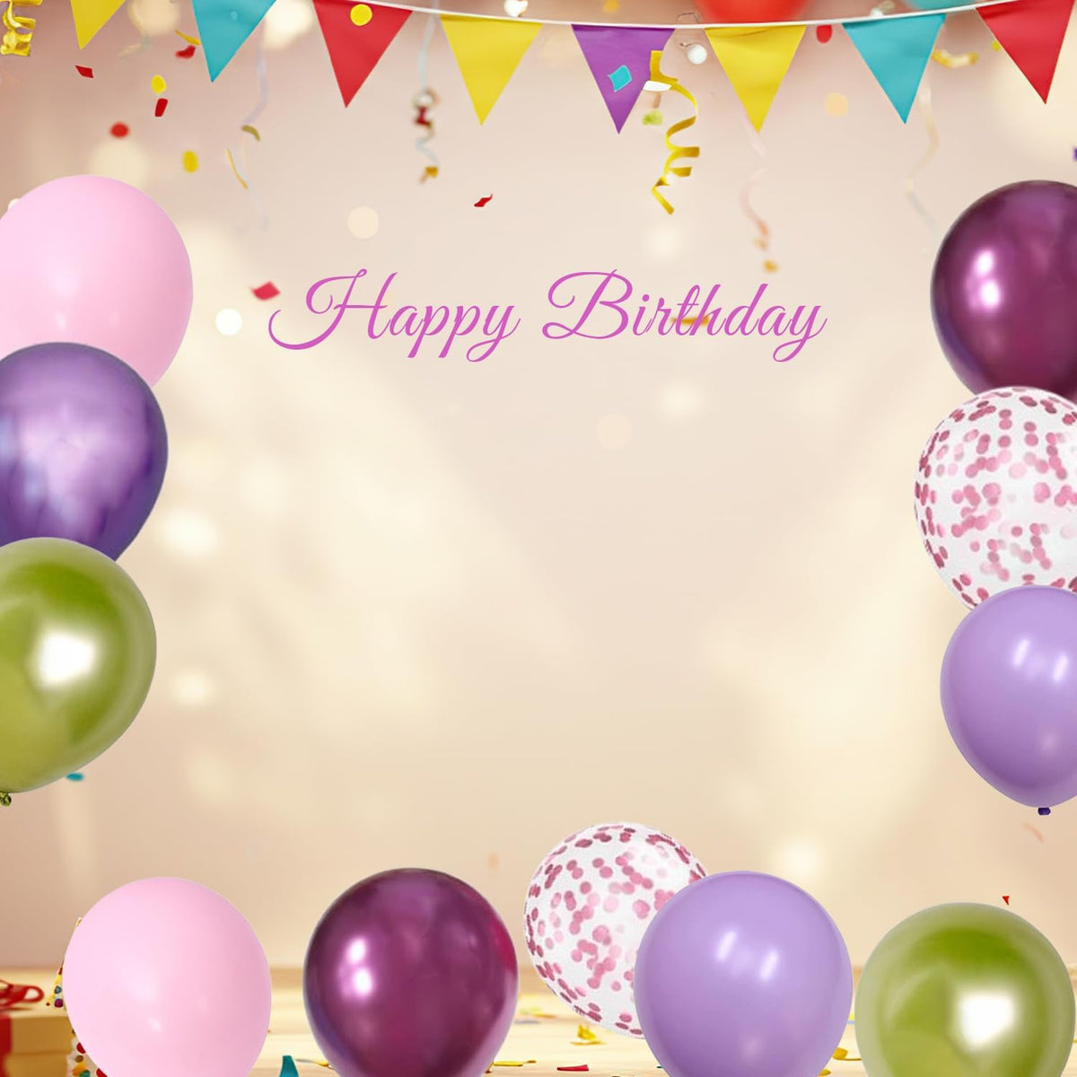 Light Pink Purple Green Balloons Birthday Party Decorations-48Pcs 12inch Assorted Metallic Hot Pink