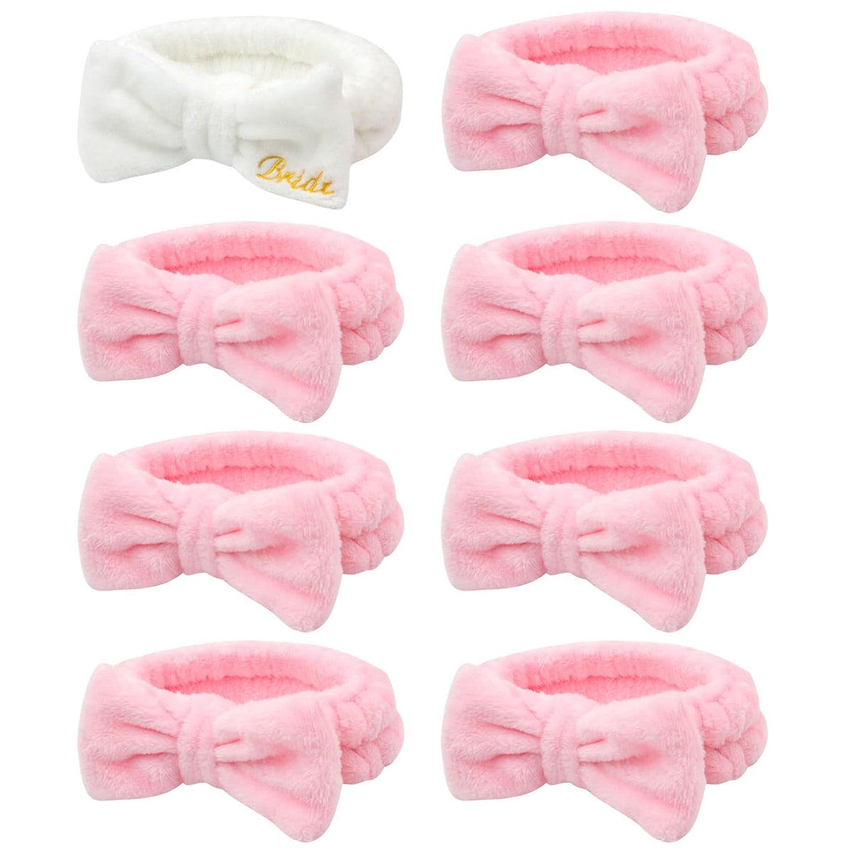 Semato Hairband, 8 Pcs Bachelorette Party Favors Set - 1 Pack Bride White Bow Headband and 7 Pcs