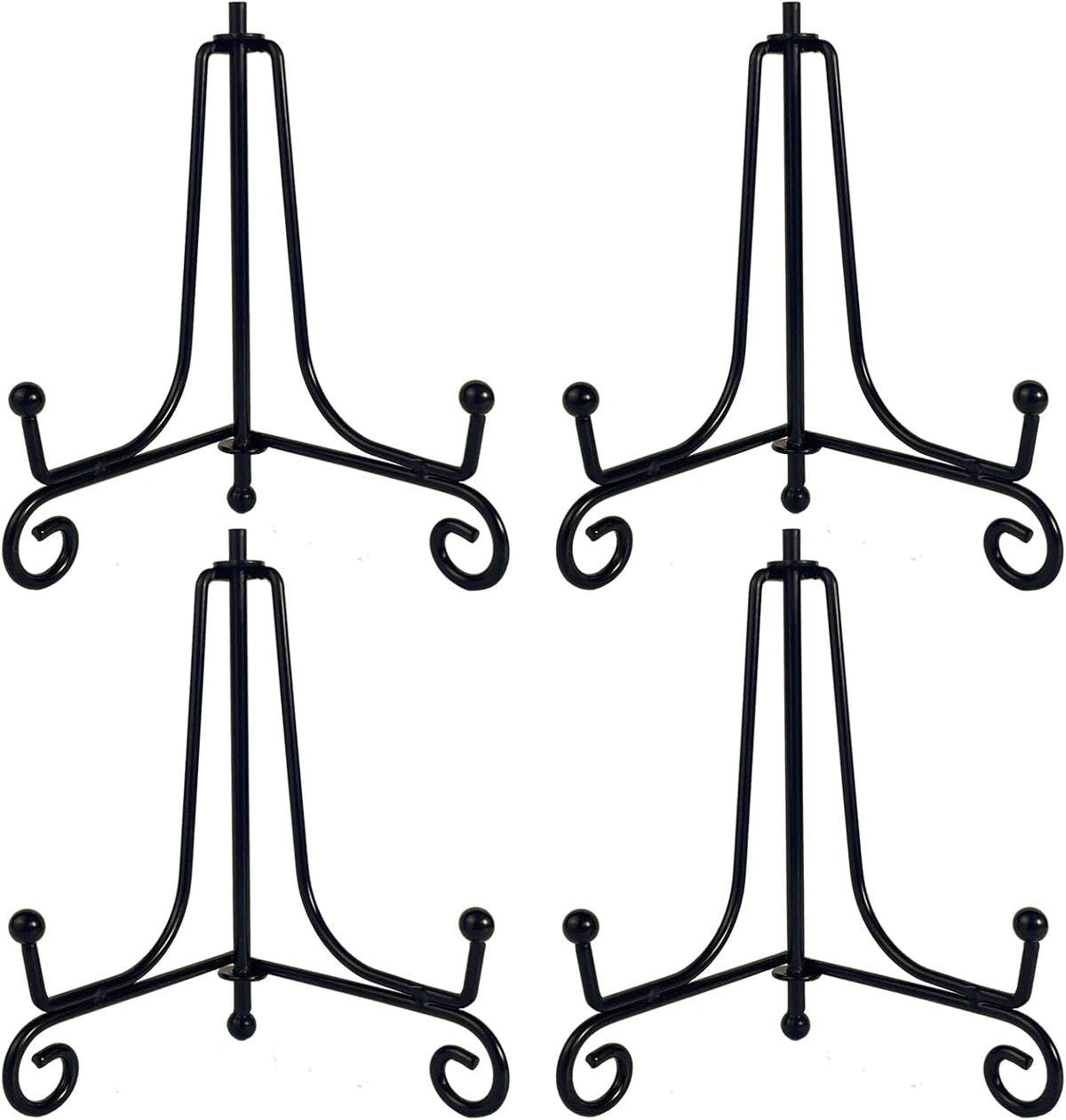 4PCS Premium Black Iron Plate Stands for Display 4 Inch, Decorative Solid Metal Plate Holders for