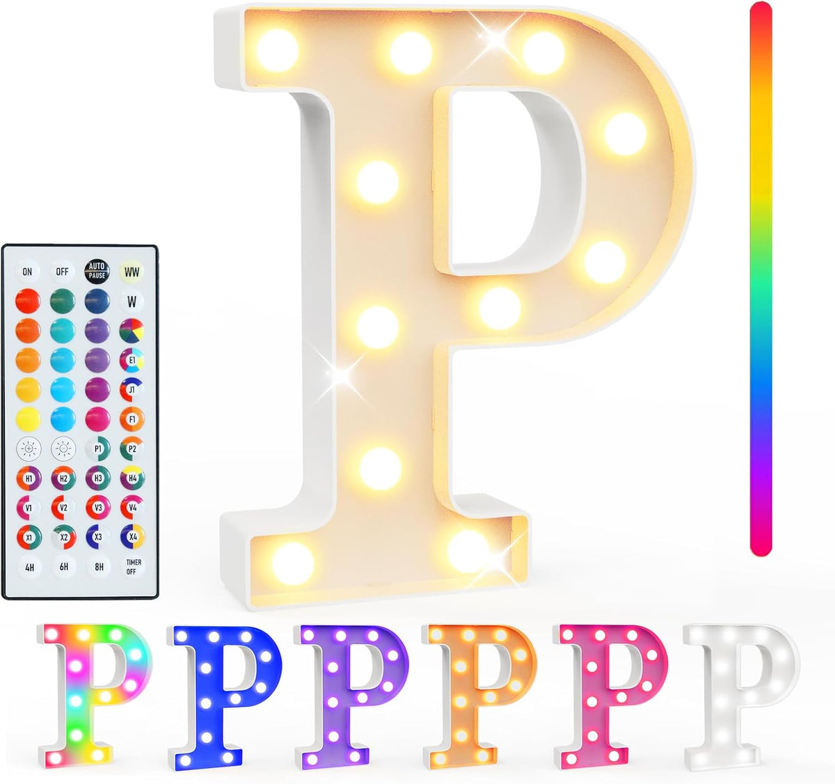 Pooqla Colorful Light Up Letters with Remote, Upgraded 35 Colors LED Marquee Letters, RGB Lighted