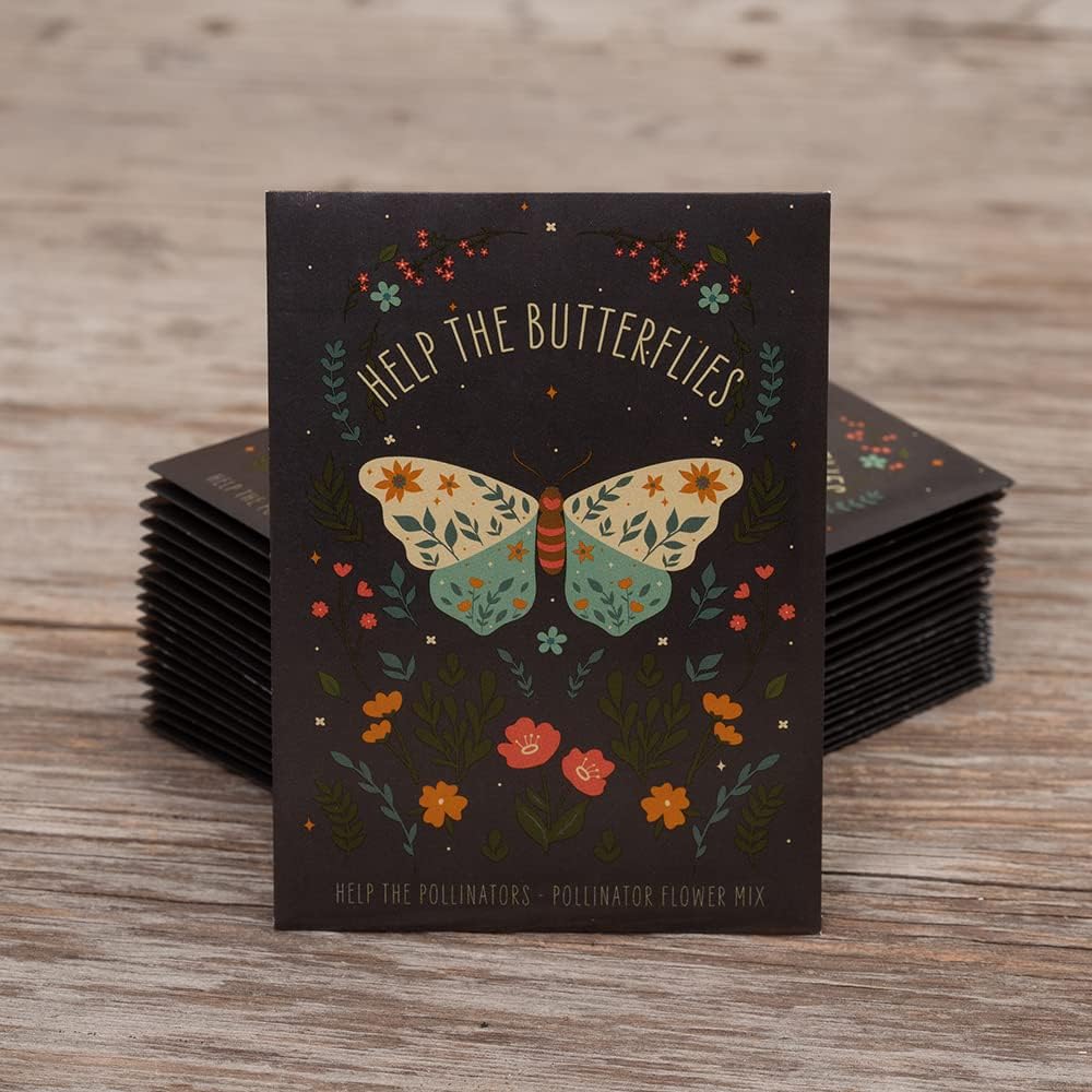 Bentley Pollinator Wildflower Mix, 25 Non-GMO Non-Coated Packets for Garden Planting, Help
