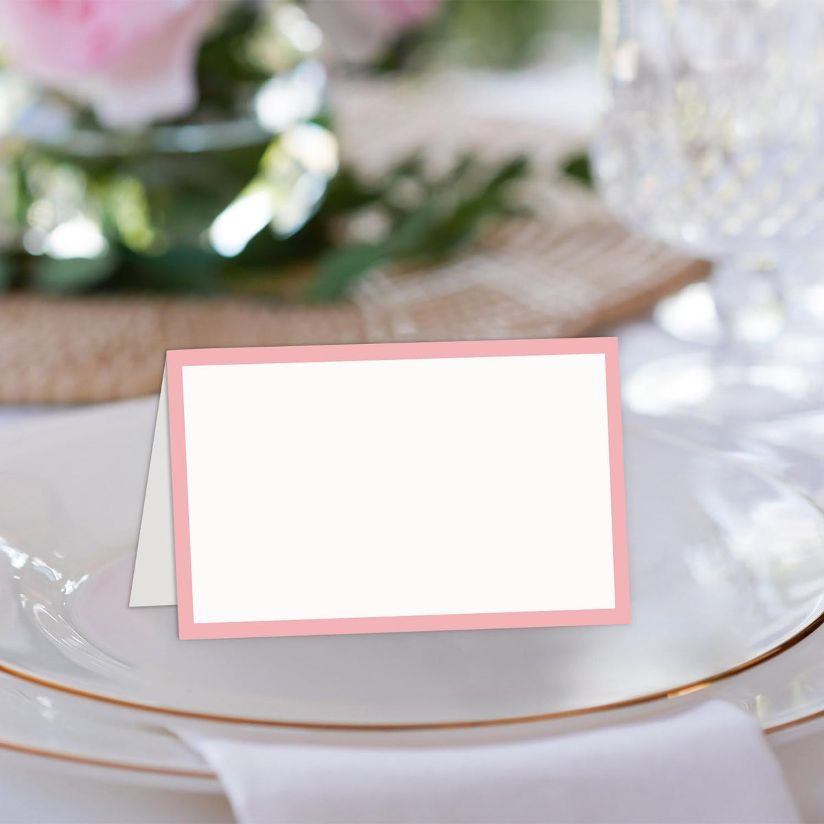 25 Pcs Blush Pink Place Cards, Blank Tent Name Cards for Food Buffet, Dinner Party, Wedding