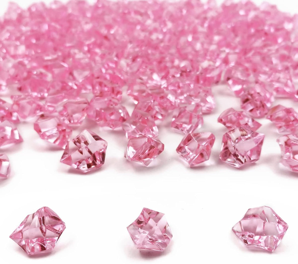 Fake Ice Rocks, 150 PCS Pink Acrylic Ice Rocks Pink Fake Crushed Ice Cubes,Vase Fillers for