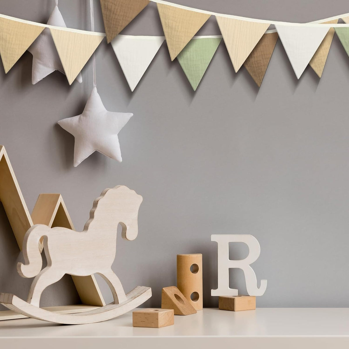 Oudain 15.5 ft Pennant Banner Flags, 2 Pcs Nursery Garland Triangle Bunting Flag Baby Banner for