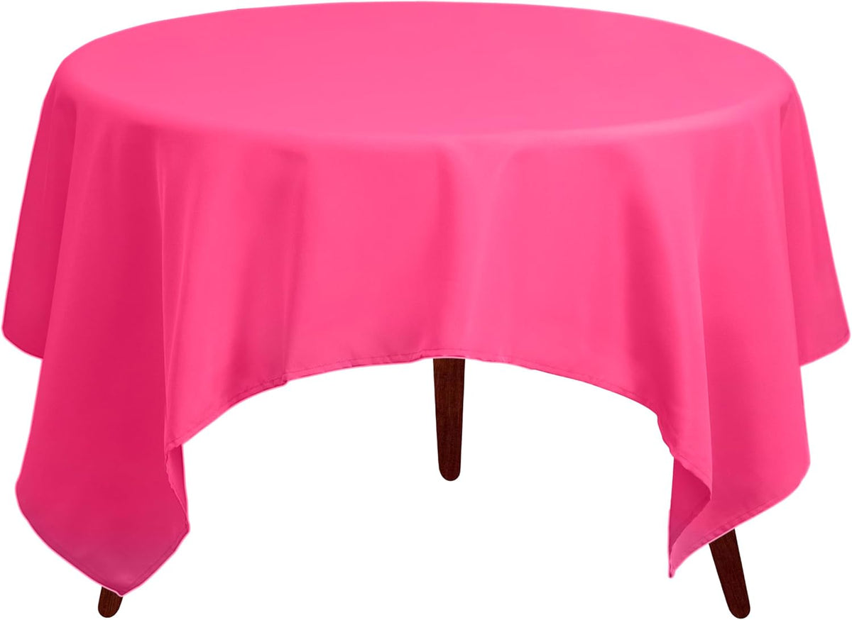 Gee Di Moda Square Tablecloth - 52 x 52 Inch Fuchsia Table Cloth for Small Square or Round Tables