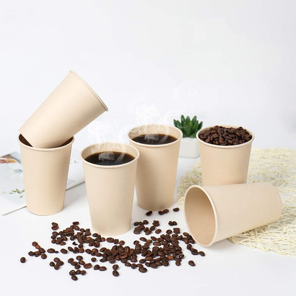 160 Count 15 oz Disposable Coffee Cups Paper Cups, Plant Fiber Cups Brown Hot Cups Hot Tea hot