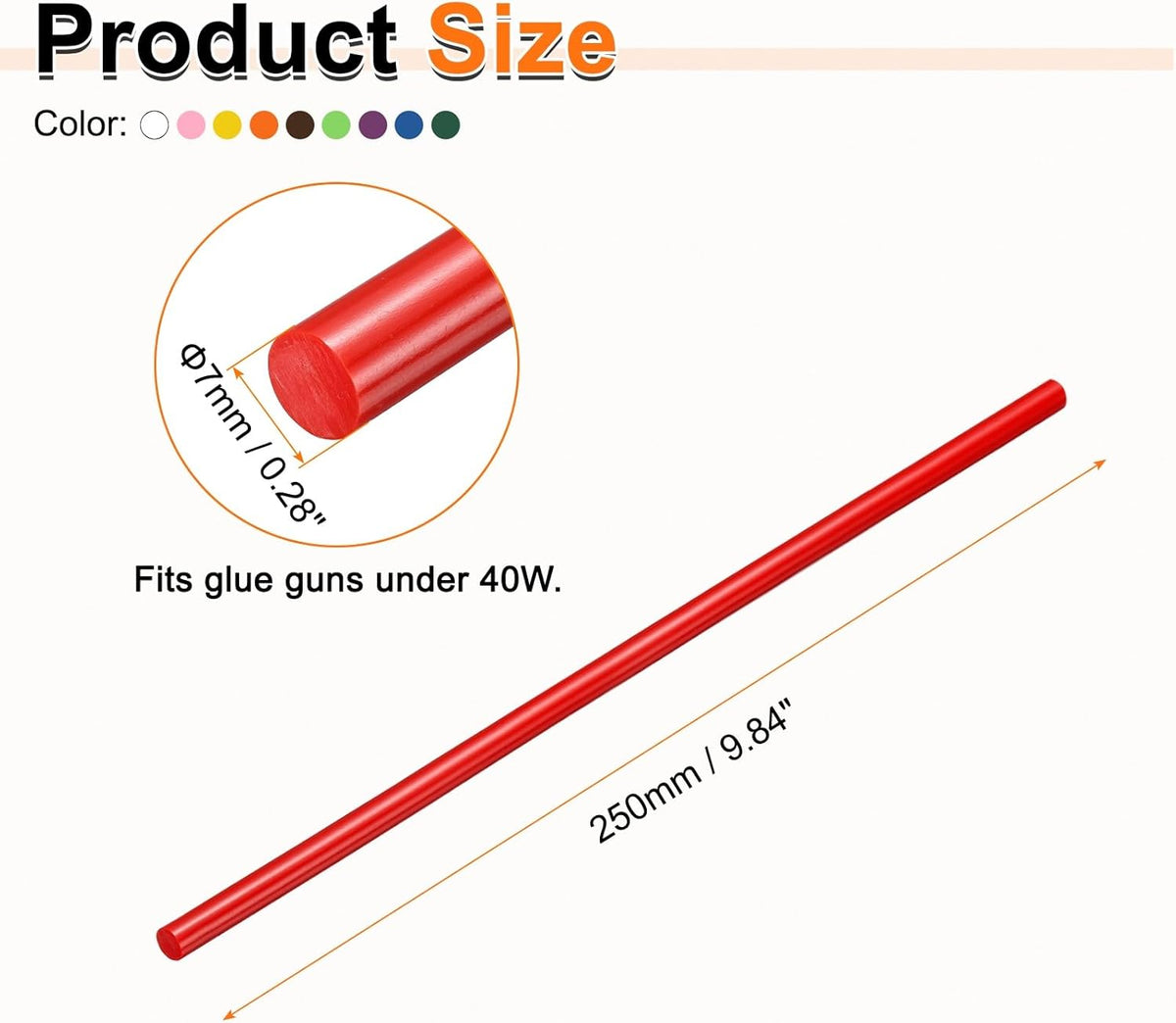 HARFINGTON 10pcs Hot Glue Sticks 0.28" Dia x 9.84" Long EVA Mini Hot Melt Adhesive Glue Stick for