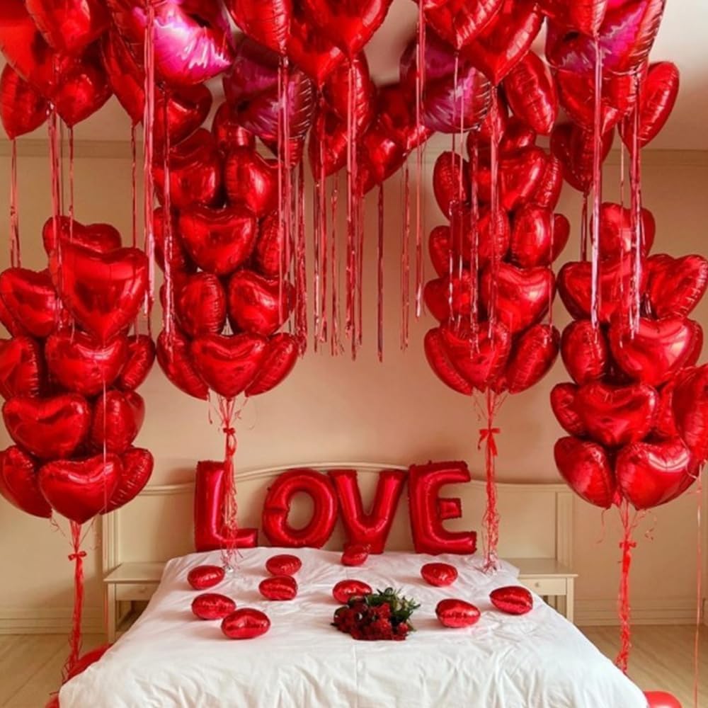 20 pcs Red Heart Balloons, 18 inch Heart Shaped Balloon foil Love Balloon for Wedding Decoration