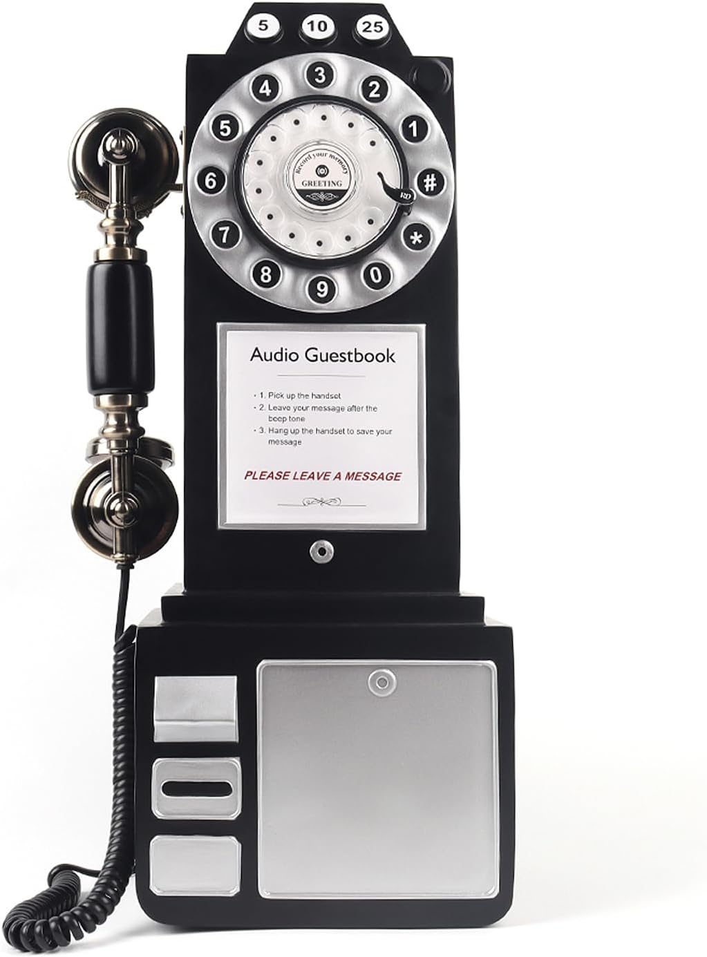 Audio Guest Book Wedding Phone with Vintage Design, Record Customized Audio Message Guest Book for