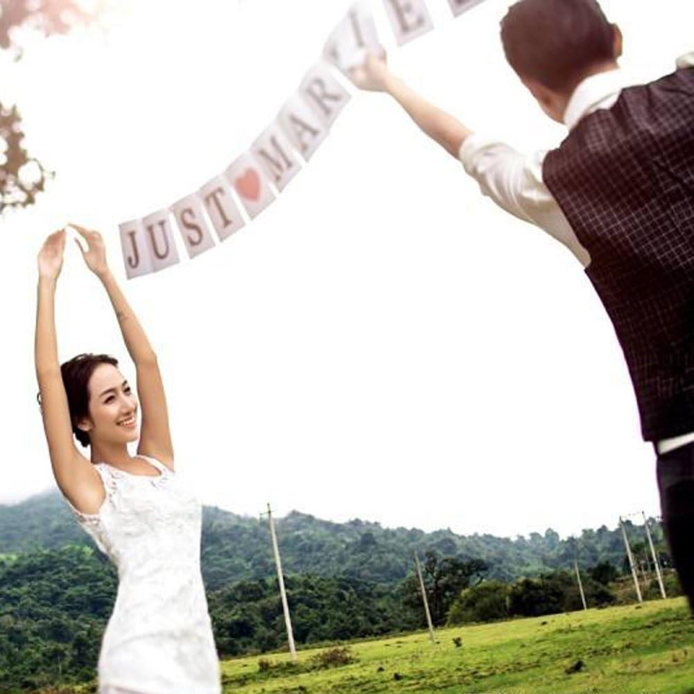 JUST Married Wedding Banner Set, Wedding Decorations for Reception, Bridal Shower and Engagement