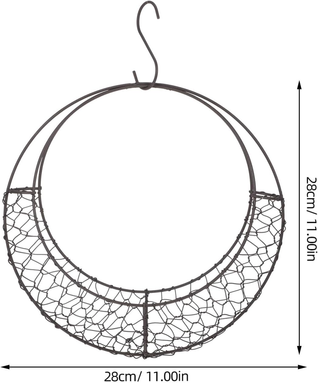 Air Plants Holders Wire Wreath Frame Hanger, 11 inch Moon Shape Wreath Form Hanging Plant Holder