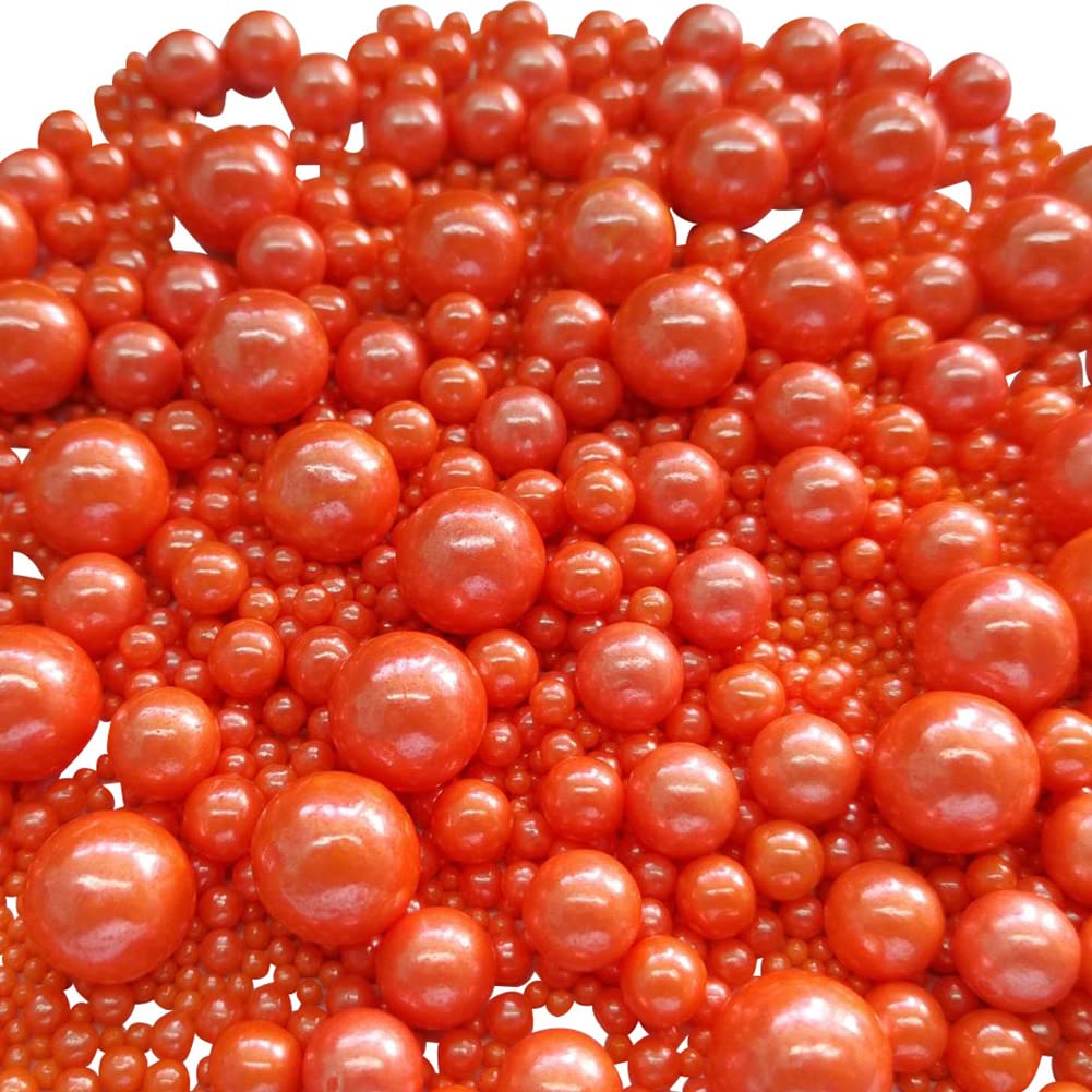 Edible Orange Sugar Pearls Candy Sprinkles 120G/ 4.23Ounce Baking Cake Sprinkles Cupcake and Cake