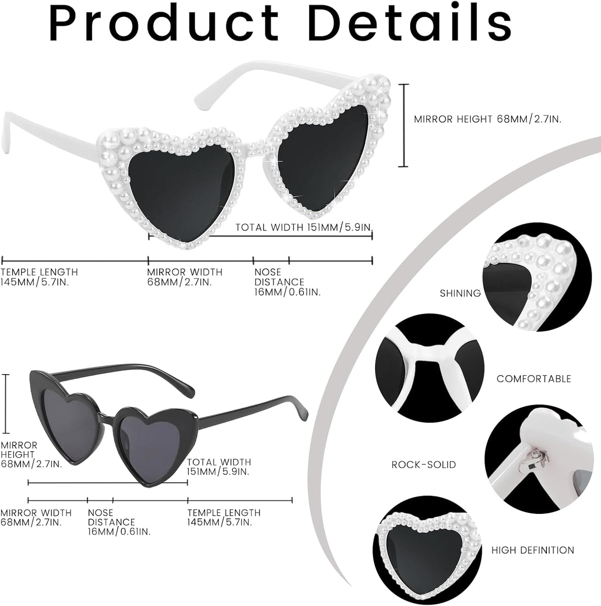 Bachelorette Party Heart Sunglasses 8 Pack Pearl Bride Sunglasses Bridesmaids Sunglasses Party