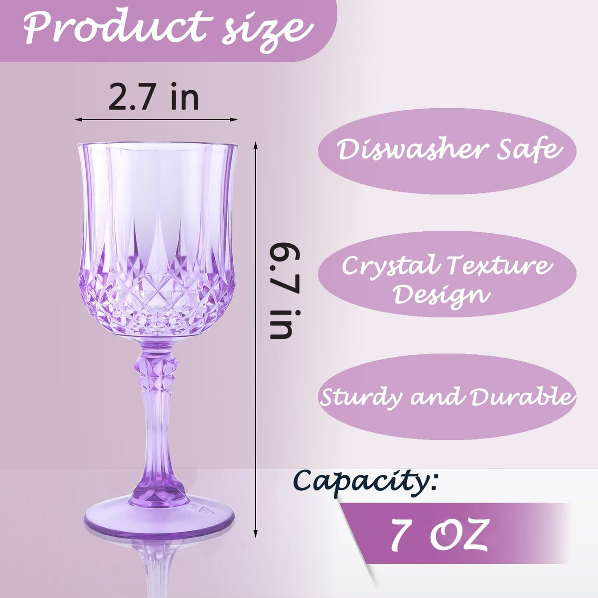 Plastic Wine Glasses，Plastic Goblets Vintage Style Cordial Drinking Glasses for Wedding Reception