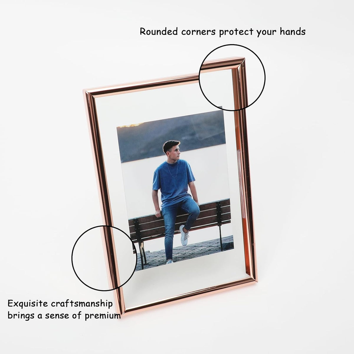 Rose Gold Floating Frame (4"x6",Vertical) with Romantic Heart, For Picture Sizes (3x5, 2x3,1x2)