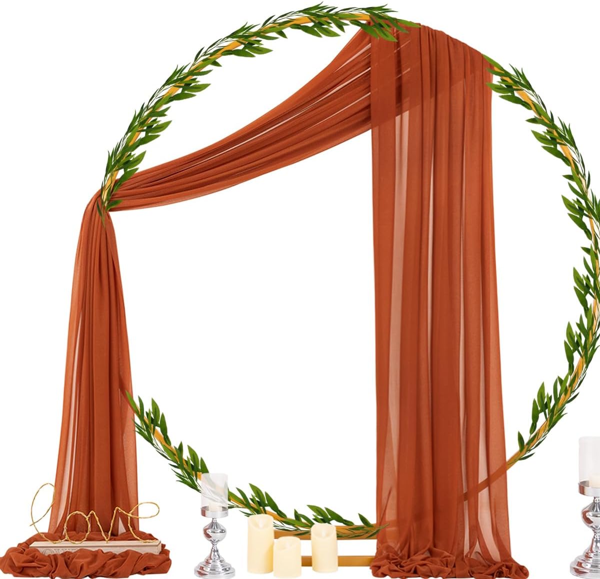 Socomi Terracotta Sheer Wedding Decor Fall Draping Fabric 29" x 20Ft 1 Panel Arch Outdoor Curtain