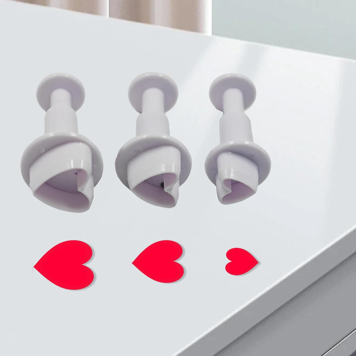 pson 3Pcs Plunger Cookie Cutter Set, Mini Plastic Biscuit Molds for Cake Decorating, Baking