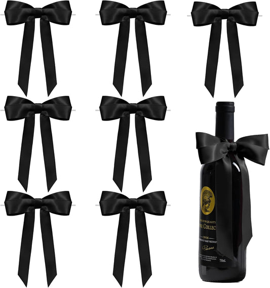 Black Bows for Gift Wrapping, 5'' X 7'' Large Satin Gift Bows for Birthday, Wedding, Party, 30 Pcs