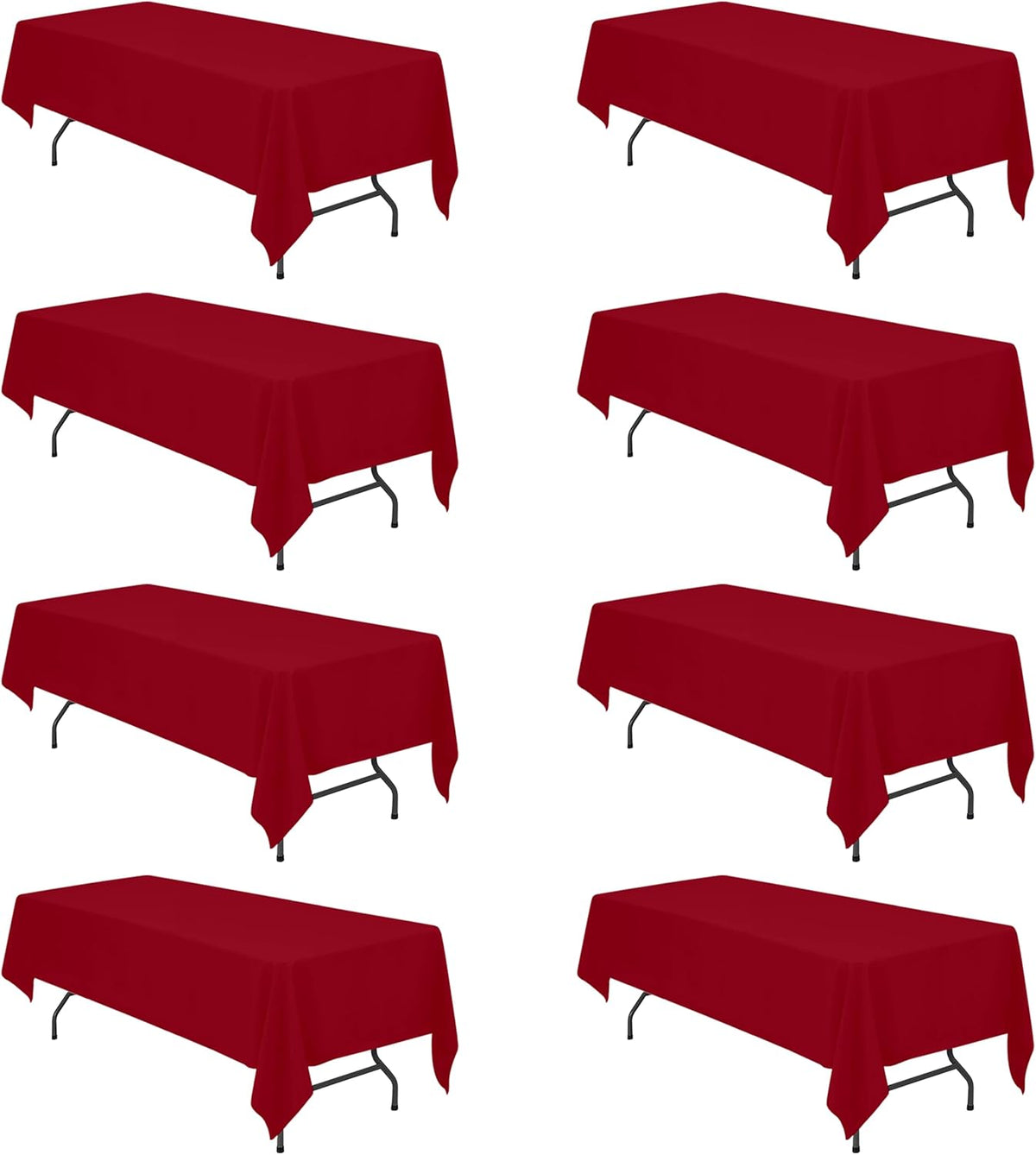BRILLMAX 8 Pack Burgundy Tablecloths for 8 Foot Rectangle Tables 60 x 126 Inch - 8ft Rectangular