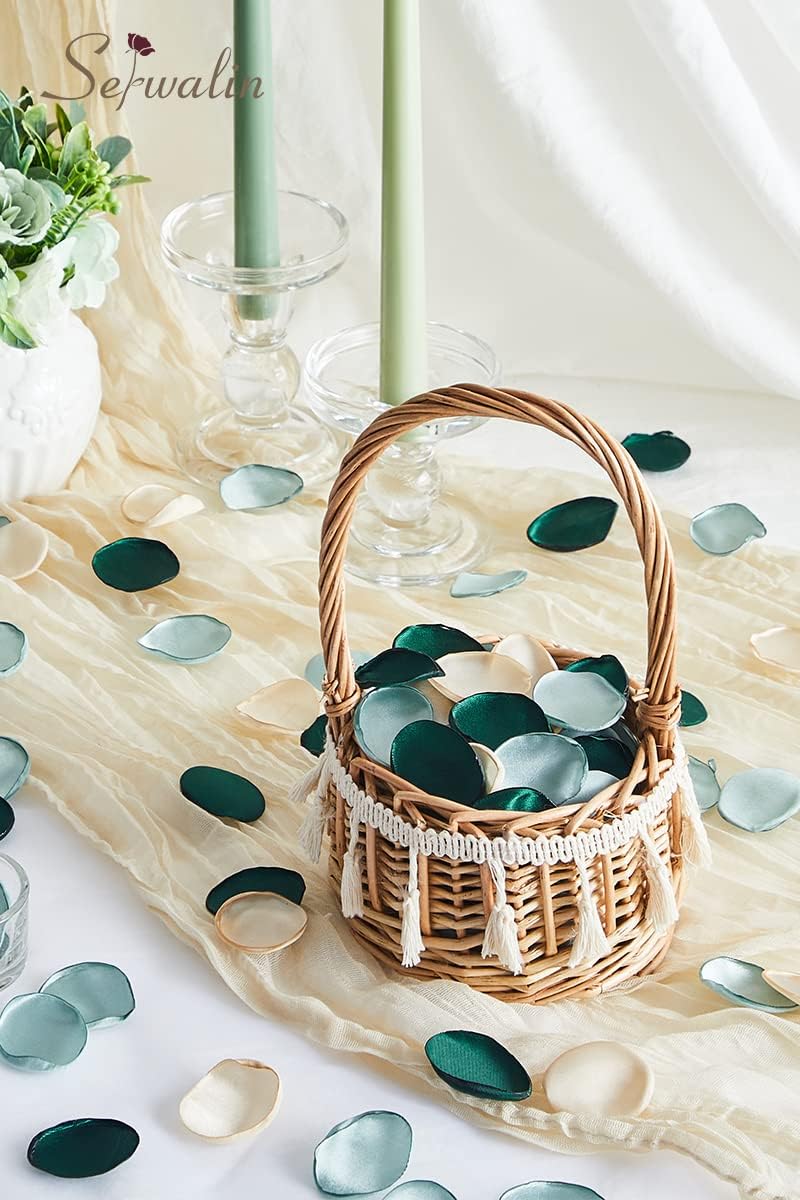 Serwalin 300Pcs Silk Rose Petals Flower Petals for Christmas Weddings Proposal Green Gold Petals