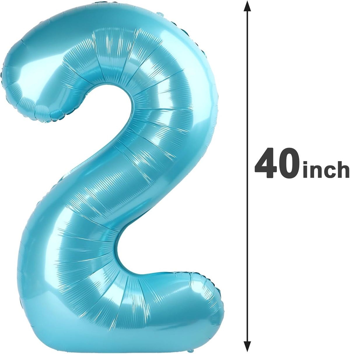 Pearl Blue 2 Number Balloon, 40 Inch Number 2 Balloon Birthday Decoration, Number 2 Helium Balloon