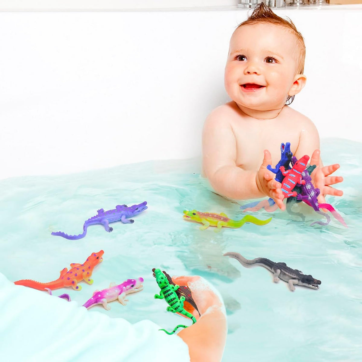10 Pcs Alligator Animal Figure Bath Toys, Color Changing Crocodile Toy, for Kids 3 Years and up