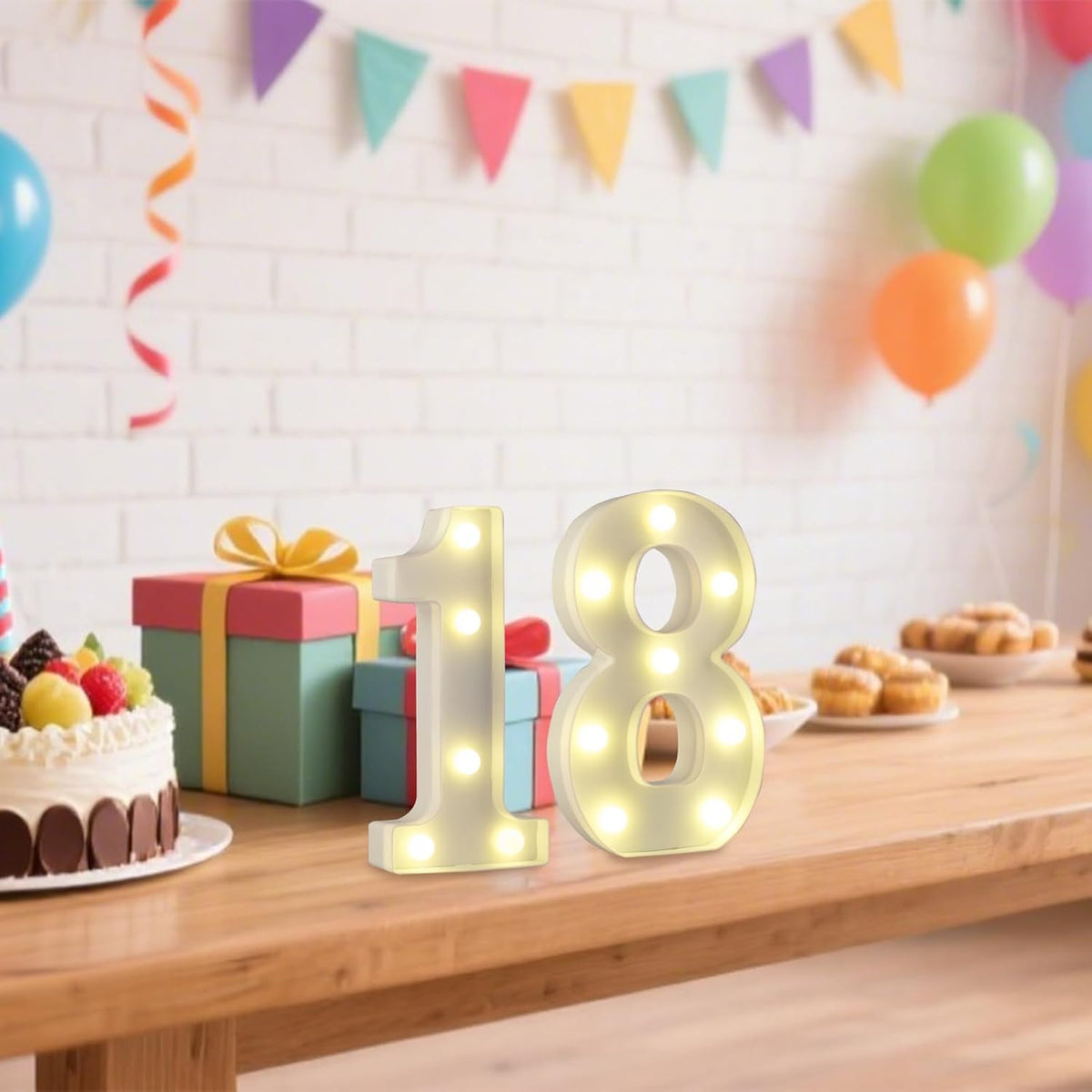LED Marquee Letter Lights, Decorative Light Up Numbers for 18th Birthday Party, Battery Operated