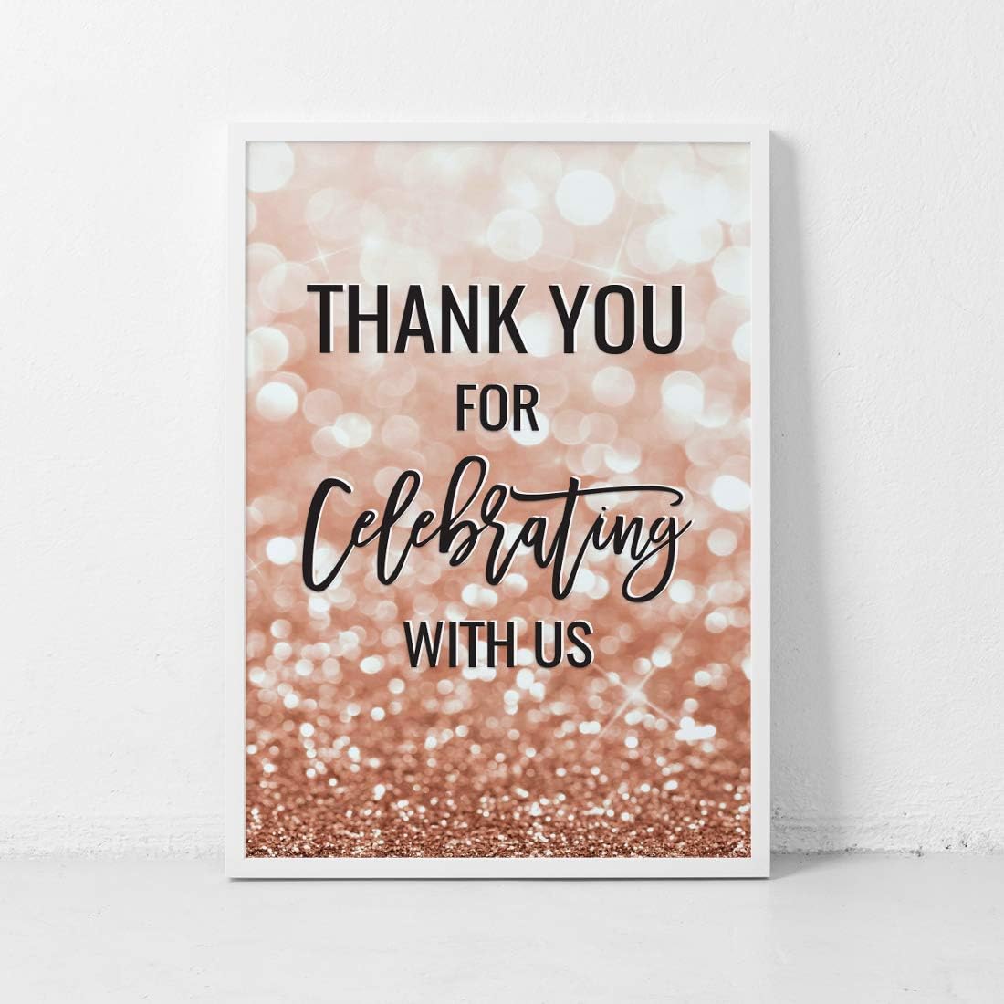 Andaz Press Extra Large Wedding Easel Board Party Sign, 12x18-inch, Glitzy Faux Rose Gold Glitter