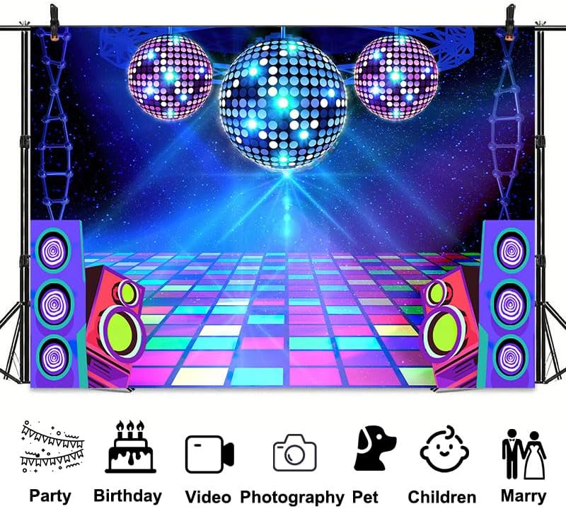 Disco Backdrop 7 x 5 ft Retro Glow Party 70s 80s 90s Theme Stage Dance Background Disco Party