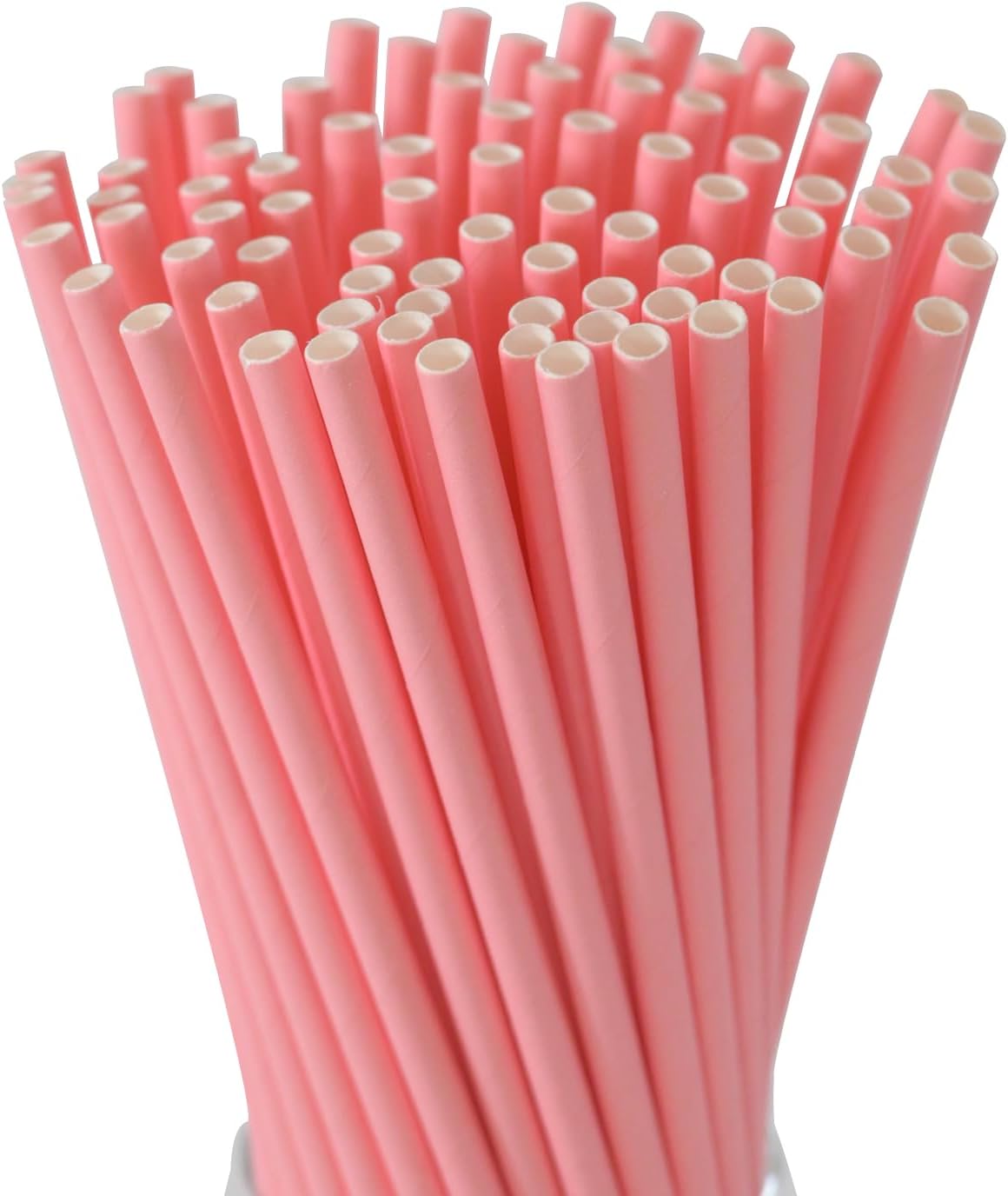 GLUJASBIO Pink Paper Straws Drinking Disposable Pastel Straws Bulk Party Suppliers for Girls Party