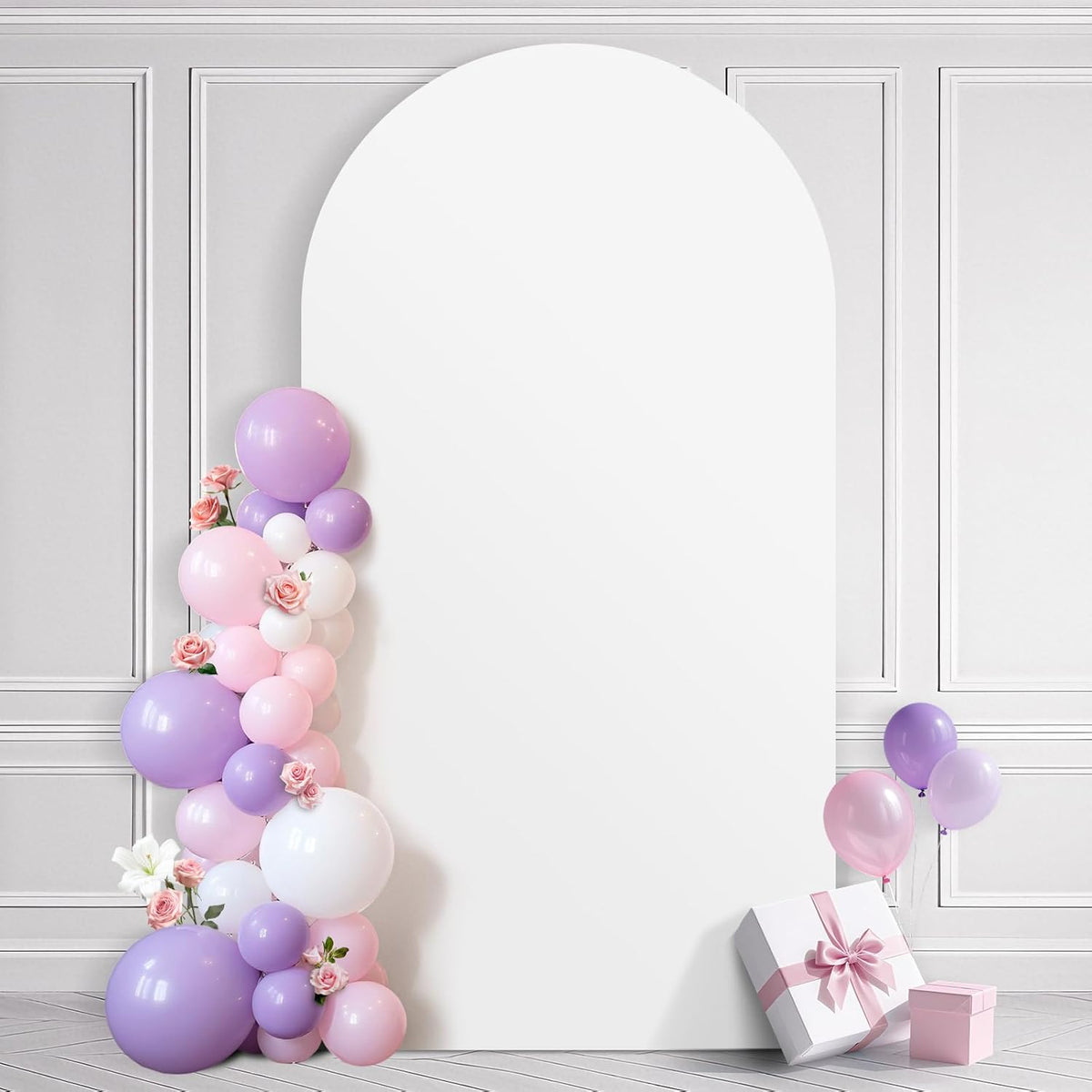 Ledido Wedding Arch Backdrop Cover 7.2FT Arch Covers Fitted Stretchy Spandex Round Top Stand