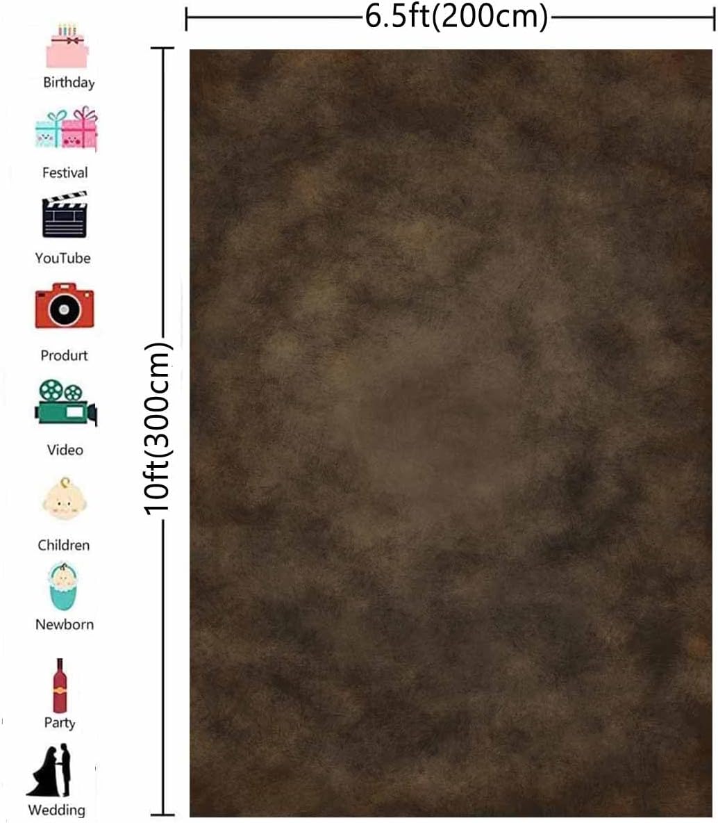 6.5x10ft Dark Brown Mottled Texture Photography Backdrop for Portrait Photo Studio Prop Abstract