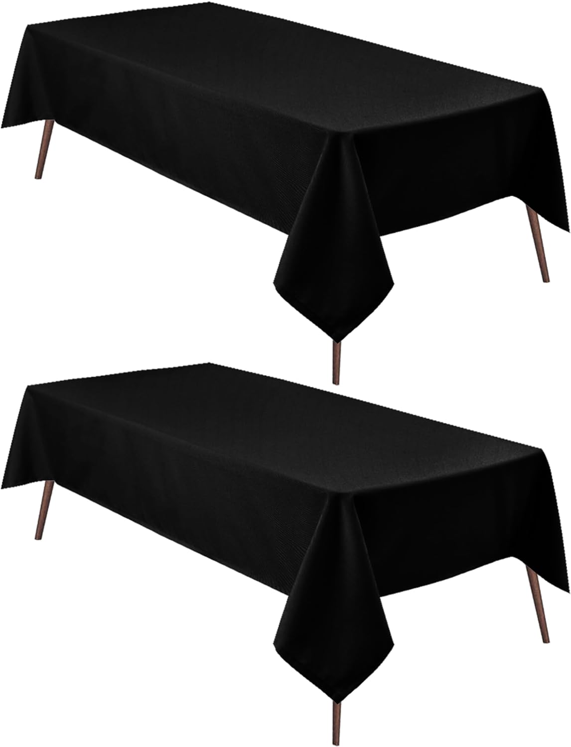 Hiasan 2 Pieces Black Tablecloth Rectangle - Waterproof and Wrinklr Resistant Washable Polyester