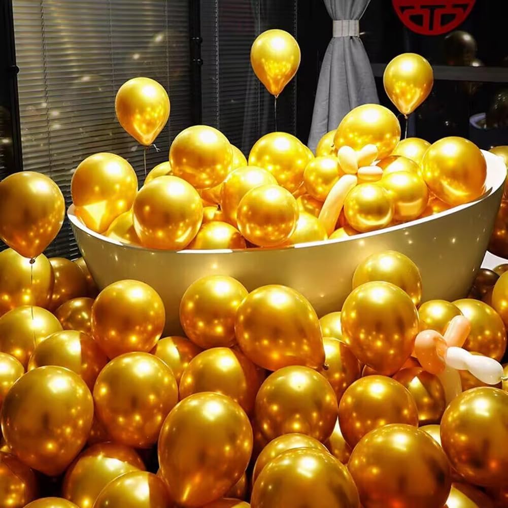 400 Pack Gold Balloons 5 Inch Metallic Chrome Gold Latex Small Balloon for Birthday Wedding Bridal