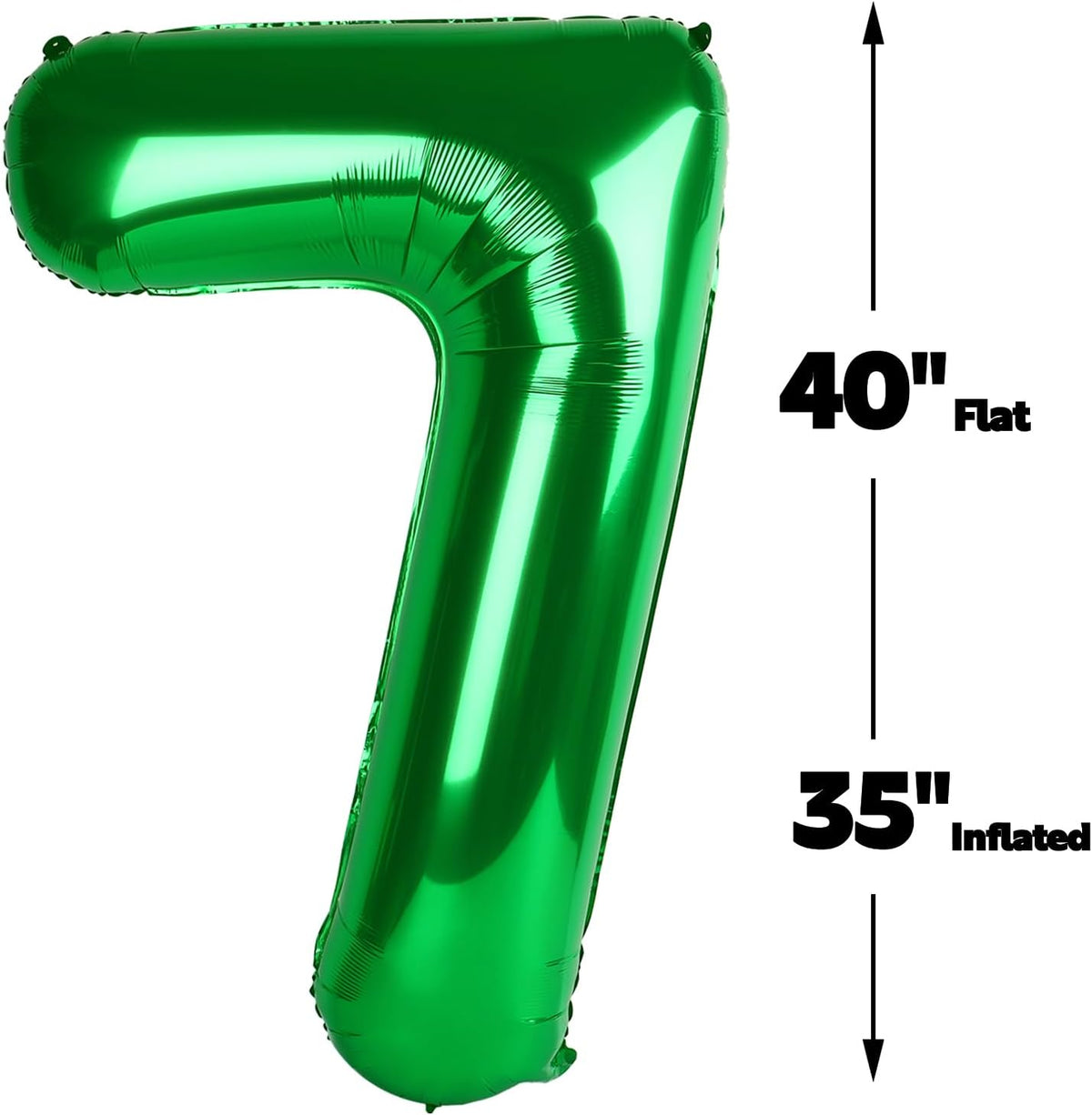 Green Number 7 Birthday Balloon 40 Inch, Digital Balloons for 7 17 27 70 77 Party Celebration