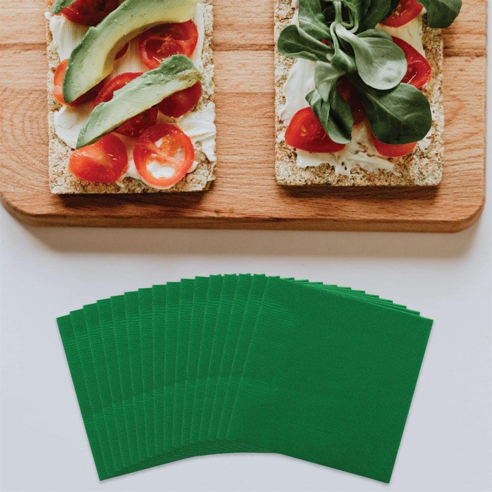JAM PAPER Small Beverage Napkins - 5 x 5 - Green - 40/Pack