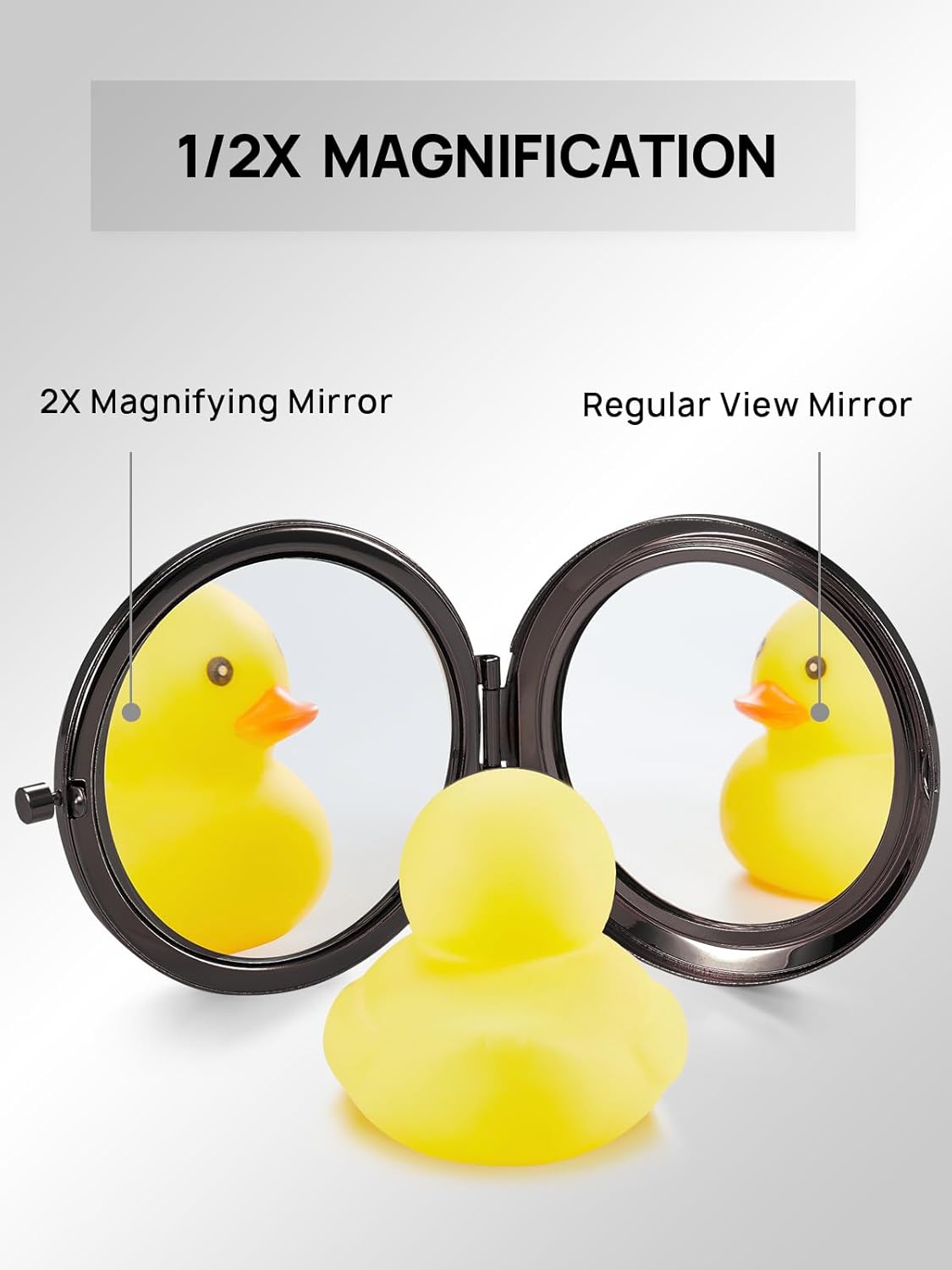 Compact Mirror Bulk, Pack of 24 Double-Sided 1X/2X Magnifying Metal Makeup Mirrors(Round, Onyx