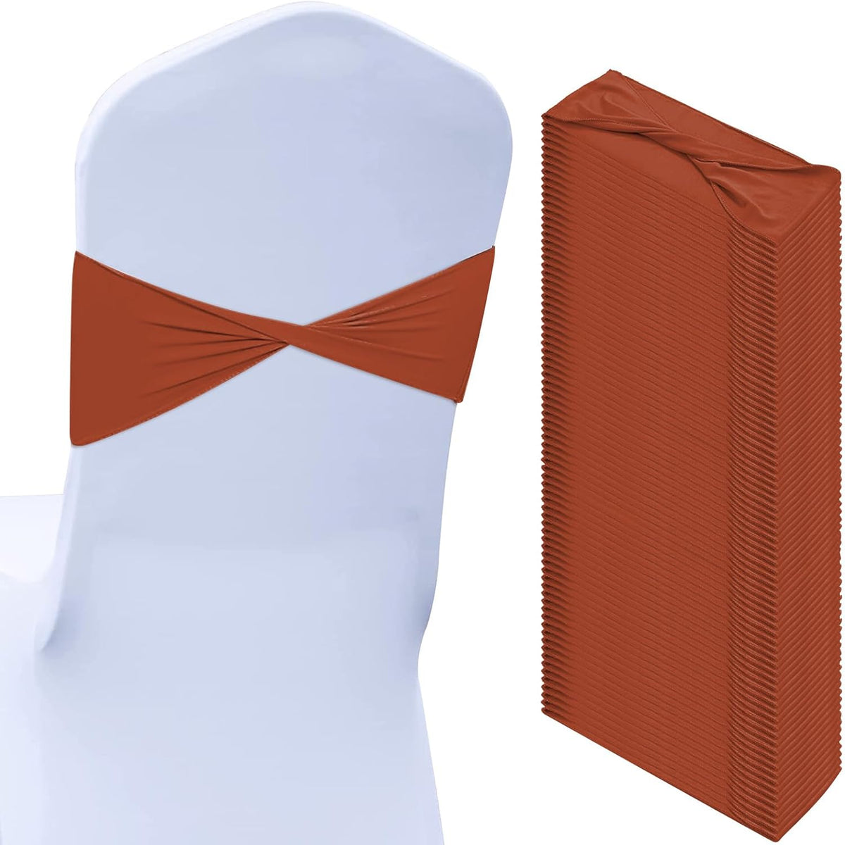 Kinlop 50 Pcs Spandex Chair Sashes Bows Chair Bands Slider Sashes for Covers Elastic Bands Ties