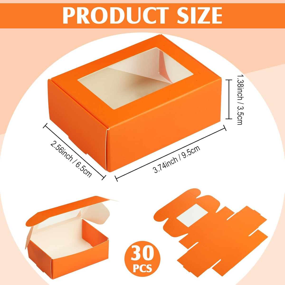 Zonon 30 Pcs Soap Boxes for Homemade Packaging, Mini Kraft Treat Boxes with Window for Bakery Candy