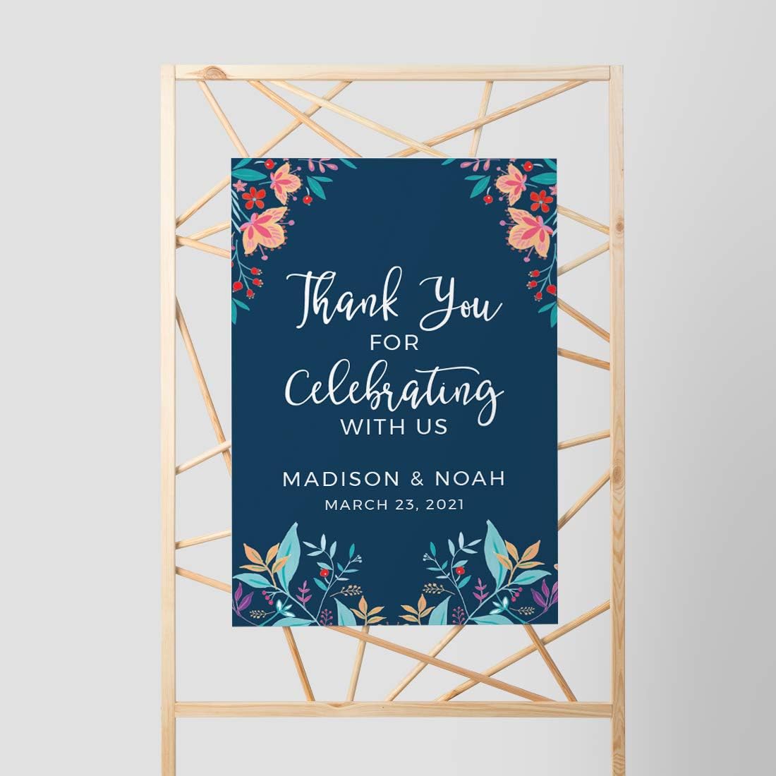 Andaz Press Personalized Extra Large Wedding Easel Board Party Sign, 12x18-inch, Vintage Bohemian