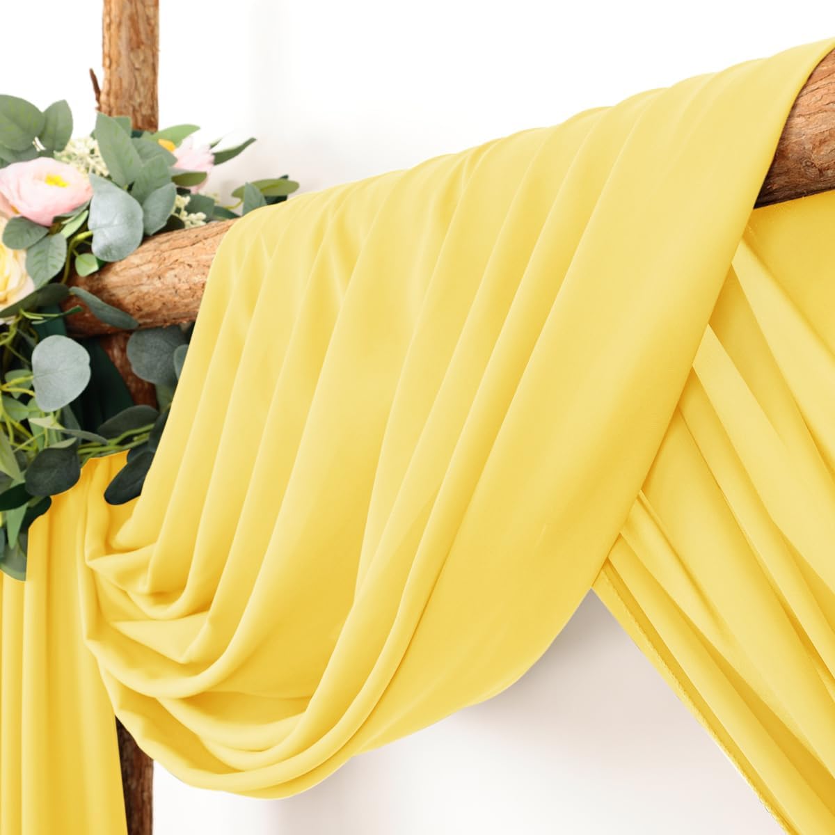 Wedding Arch Draping Fabric 1 Panel 30'' x 18FT Yellow Sheer Chiffon Arch Drapery for Photo Booth