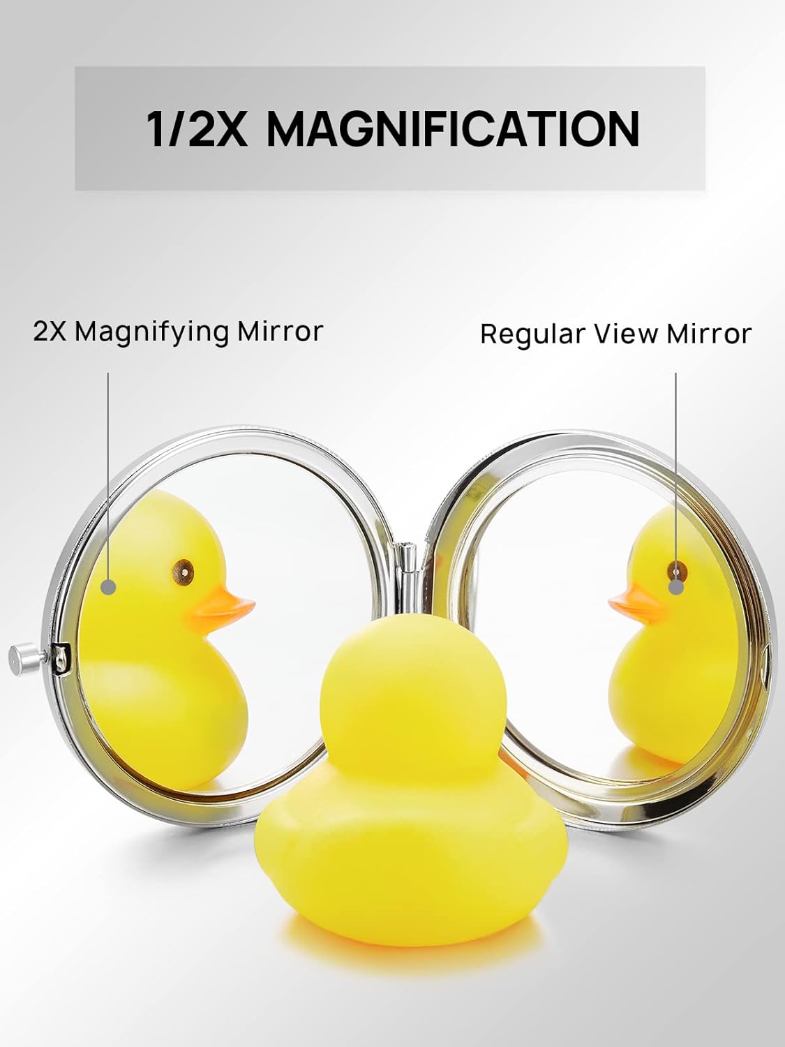 Compact Mirror Bulk, Set of 100 Double-Sided 1X/2X Magnifying Metal Pocket Makeup Mirrors(Round